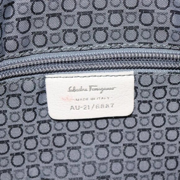 Salvatore Ferragamo Gancini Shoulder Bag Leather White Silver Auth - Picture 14 of 16